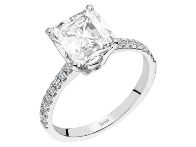 Strahlender Labordiamant und Weißtopas Ring mit Radian-Schliff in 14 Karat Weißgold