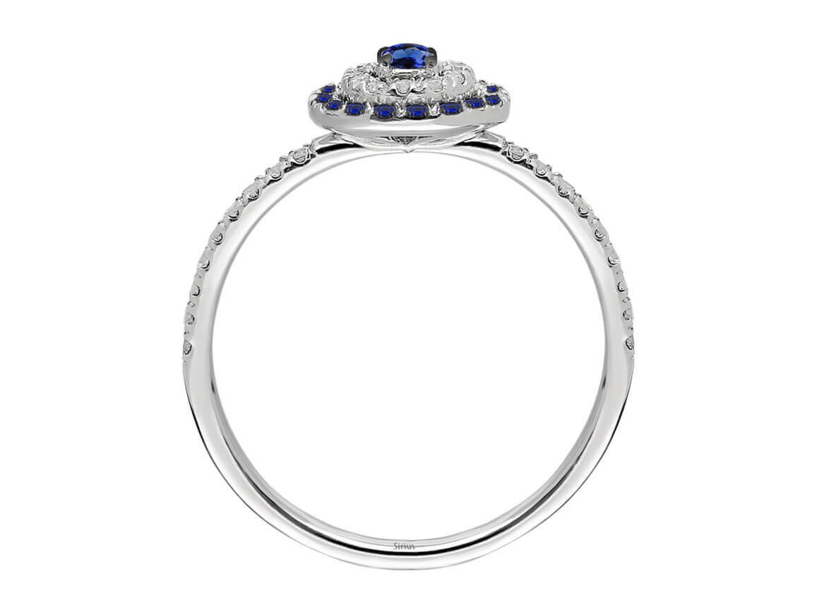 Bague en or blanc avec diamants et saphirs – 14 carats, élégante – Bijoux haut de gamme de Rosy Lab Diamonds