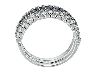 3-teiliger Weißgold-Ring mit 1,06 ct Diamanten und 0,64 ct Saphiren