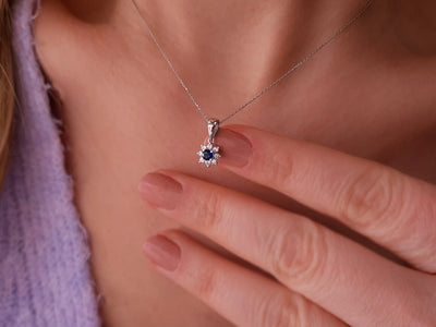 Anturage pendant with lab-grown diamonds and sapphire in 14K gold