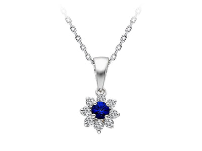 Anturage pendant with lab-grown diamonds and sapphire in 14K gold
