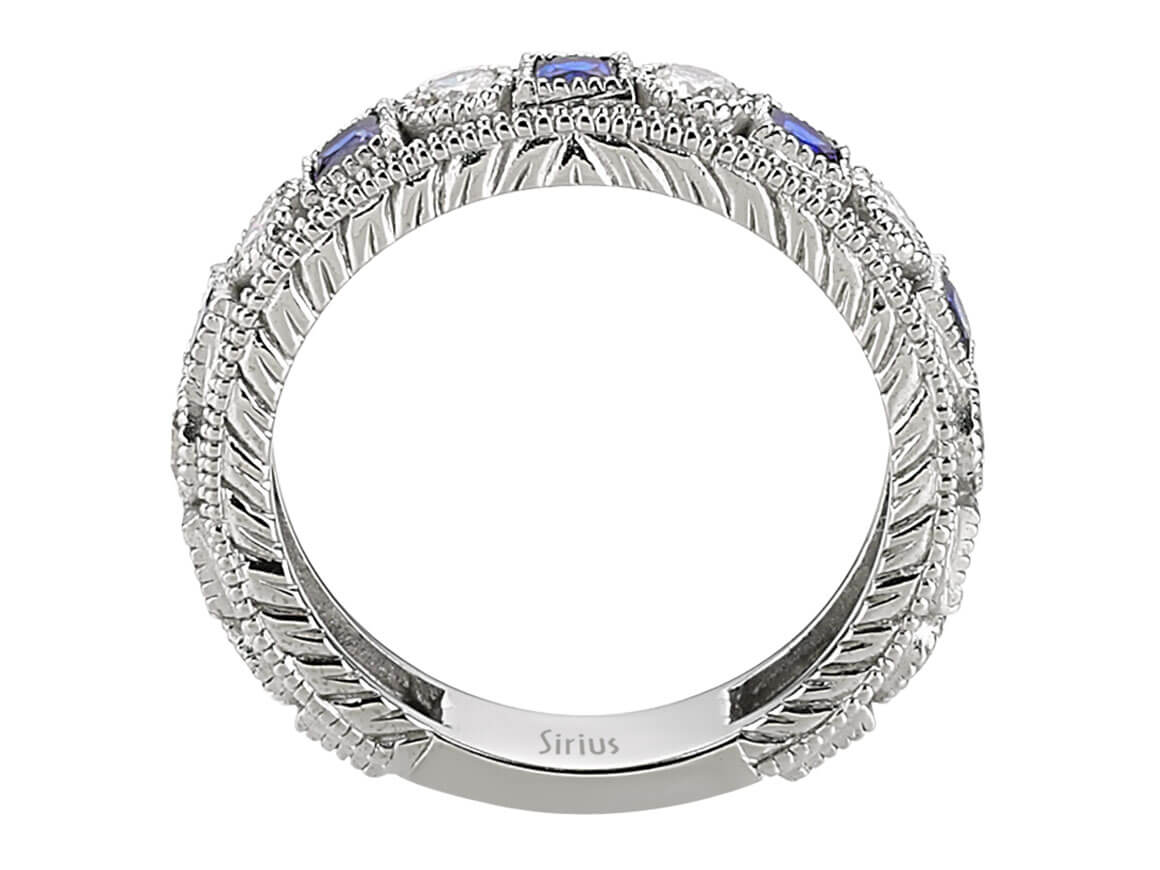 White Gold Tamturring with Diamonds & Sapphires - 0.56 ct & 0.89 ct - 14K - 07R0013 - high-quality Jewelry by Rosy Lab Diamonds