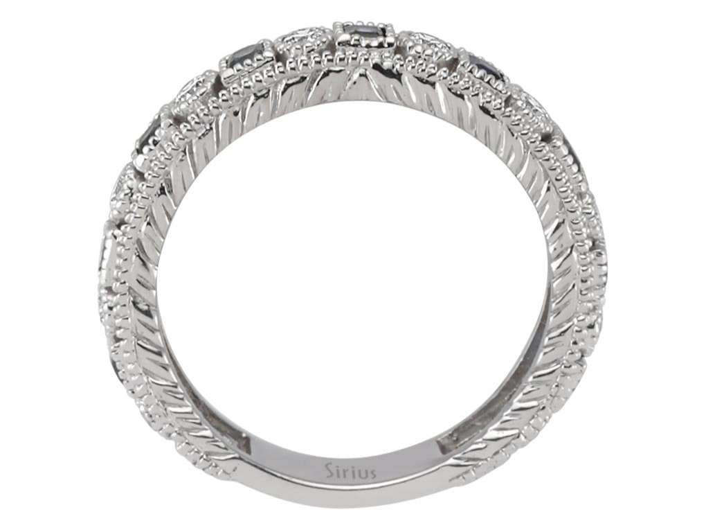 Saphirring mit Diamanten in 14K Weißgold | Rosy – hochwertiger Schmuck von Rosy Lab Diamonds