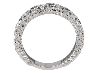 Tamtur-Ring aus 14K Weißgold mit 10 Brillanten und 11 Saphiren im Prinzessschliff
