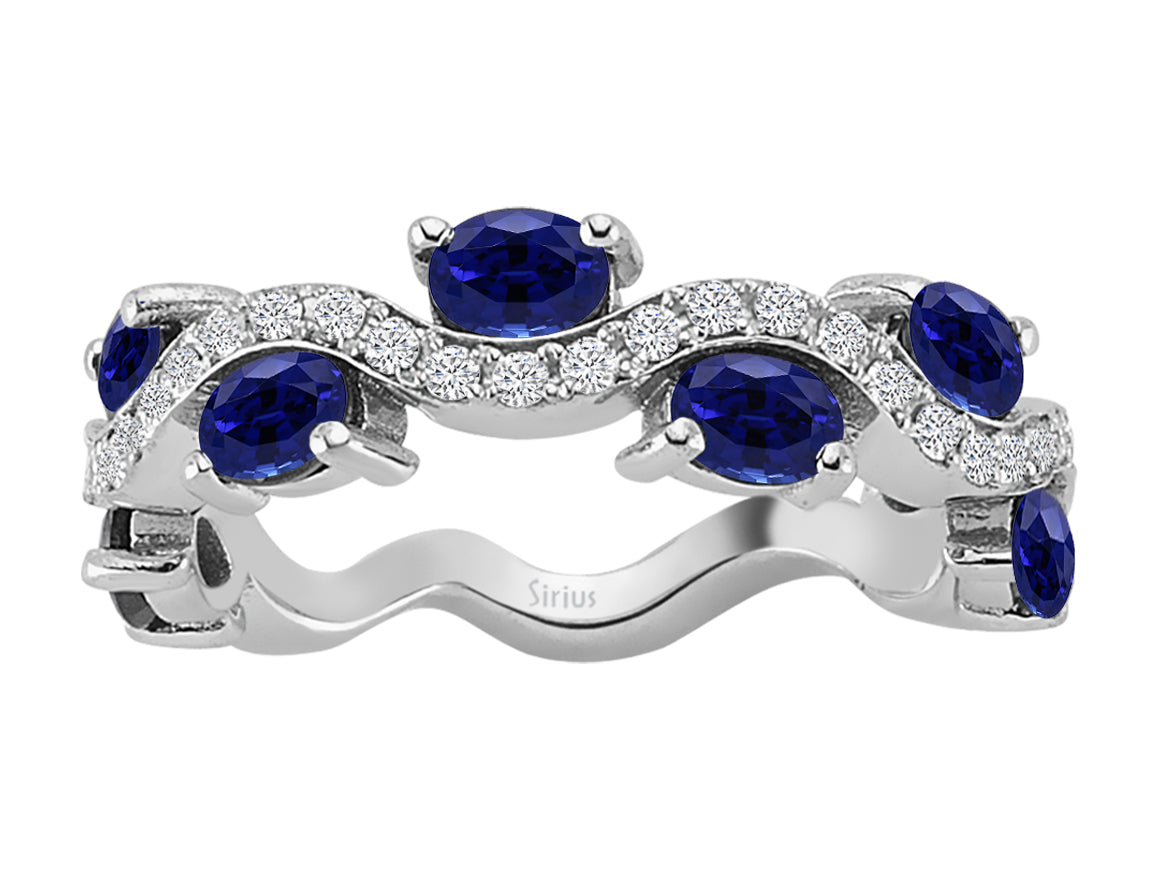Eleganter Halbmemory-Ring mit 0,26 ct Diamanten und 1,56 ct Saphiren in 14K Weißgold