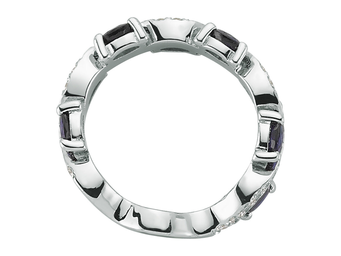 Eleganter Halbmemory-Ring mit 0,26 ct Diamanten und 1,56 ct Saphiren in 14K Weißgold