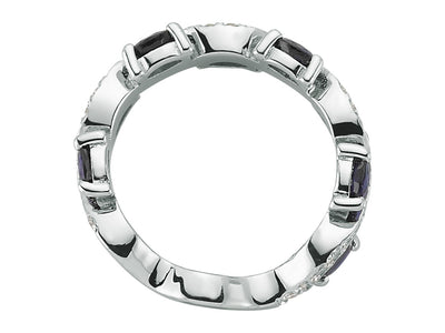 Eleganter Halbmemory-Ring mit 0,26 ct Diamanten und 1,56 ct Saphiren in 14K Weißgold