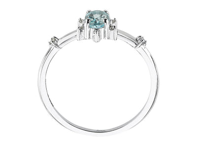 Crystal ring with sky blue topaz & lab diamonds in white gold