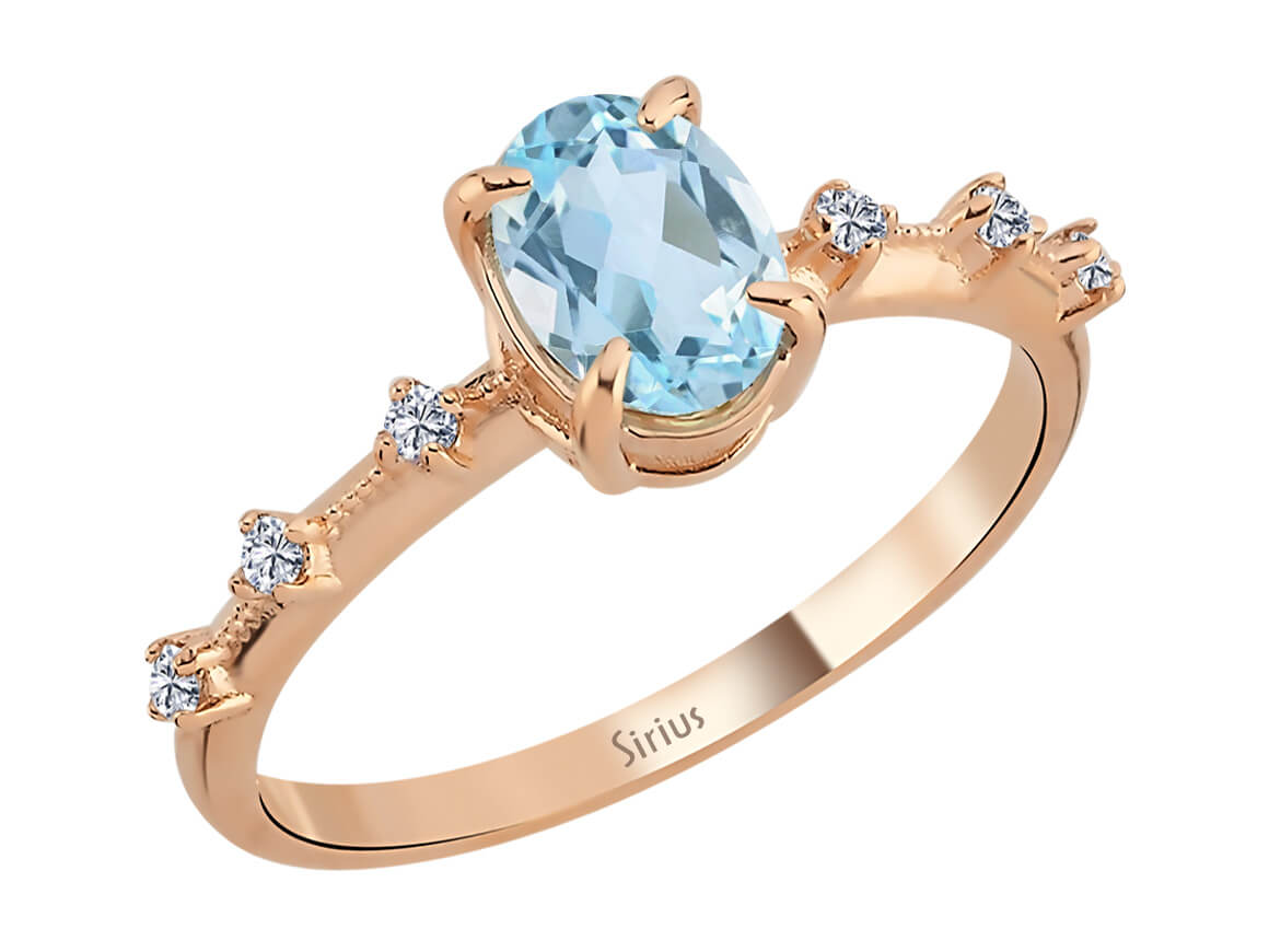 Elena Ring mit Sky Blue Topas & lab-grown Diamanten | 8K Roségold - hochwertiger Schmuck von Rosy Lab Diamonds