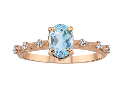 Elena ring with sky blue topaz and lab-grown diamonds