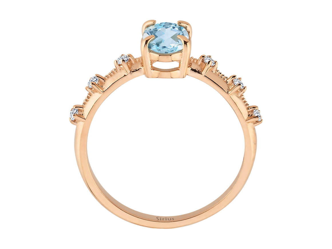 Elena Ring mit Sky Blue Topas & lab-grown Diamanten | 8K Roségold - hochwertiger Schmuck von Rosy Lab Diamonds