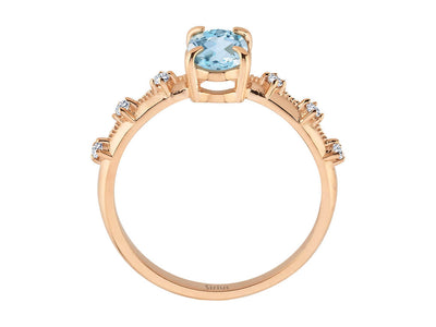 Elena ring with sky blue topaz and lab-grown diamonds