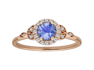 Rose gold ring with tanzanite and diamonds