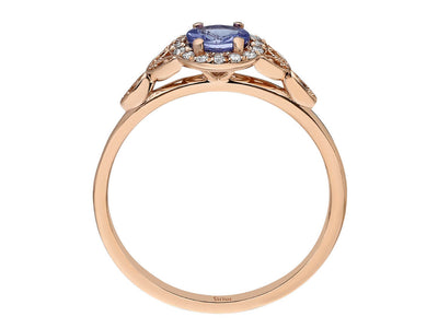 Rose gold ring with tanzanite and diamonds