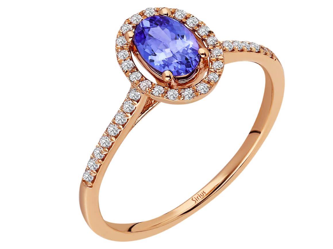 Sparkling Diamond and Tanzanite Ring “Manyara” in 14-karat Rose Gold – high-quality Jewelry by Rosy Lab Diamonds