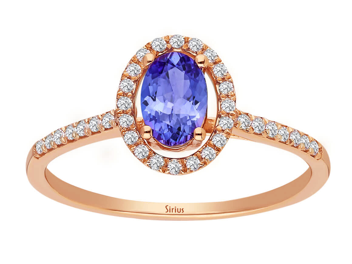 Sparkling Diamond and Tanzanite Ring “Manyara” in 14-karat Rose Gold – high-quality Jewelry by Rosy Lab Diamonds