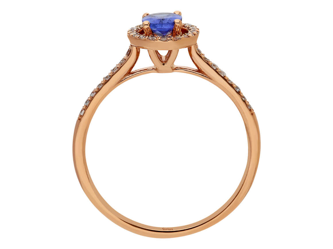 Sparkling Diamond and Tanzanite Ring “Manyara” in 14-karat Rose Gold – high-quality Jewelry by Rosy Lab Diamonds