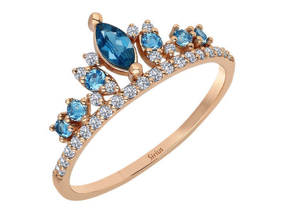 14K Rose Gold Ring with 0.49 Carat Topaz and Diamonds – Elizabeth Krone