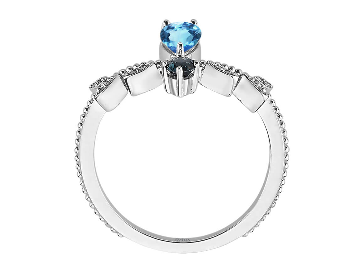 Larissa ring with blue topaz, London blue topaz & lab diamonds in white gold