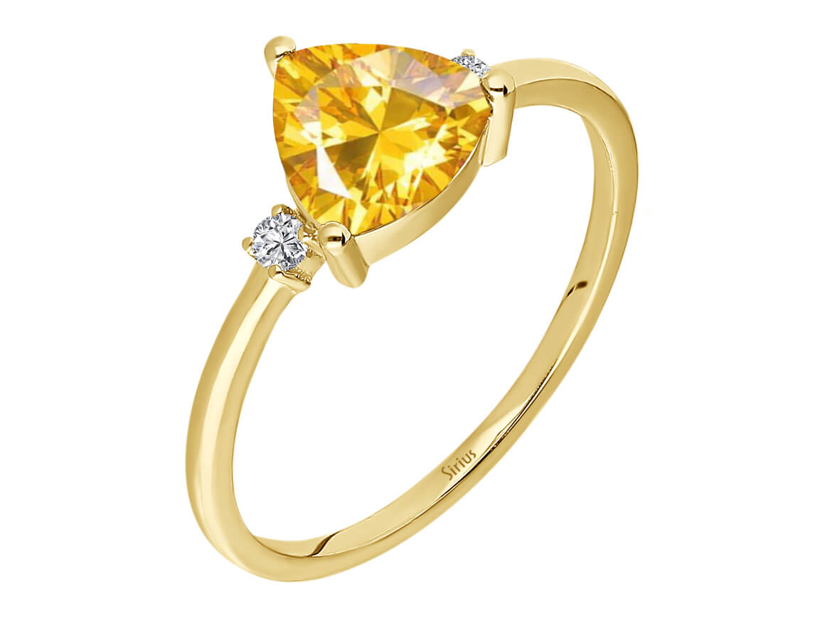 Solis ring with triangular citrine and 0.05 ct lab diamonds
