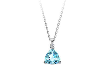 Collier avec topaze bleu ciel trillion et diamant de laboratoire – 02P0014