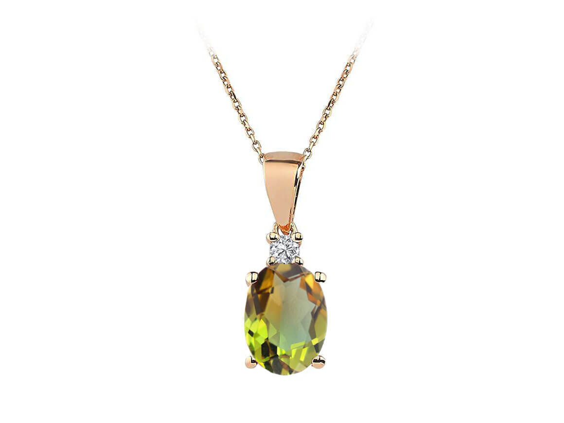 Collier en Zultanit avec Diamant en Or Rose 14 carats - 04P0168 - Bijoux haut de gamme de Rosy Lab Diamonds