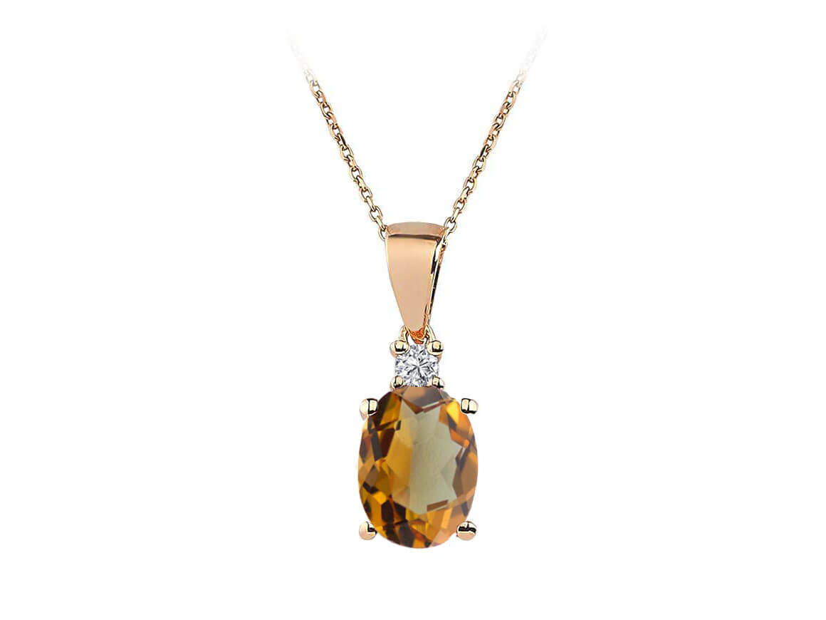Collier en Zultanit avec Diamant en Or Rose 14 carats - 04P0168 - Bijoux haut de gamme de Rosy Lab Diamonds
