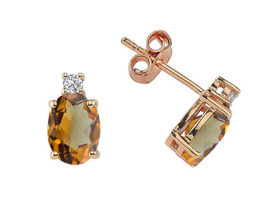 Boucles d'oreilles élégantes avec diamants de laboratoire et zultanites en or rose 585
