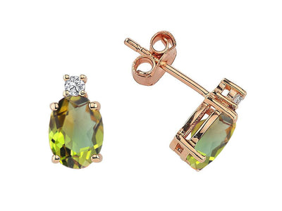 Boucles d'oreilles élégantes avec diamants de laboratoire et zultanites en or rose 585
