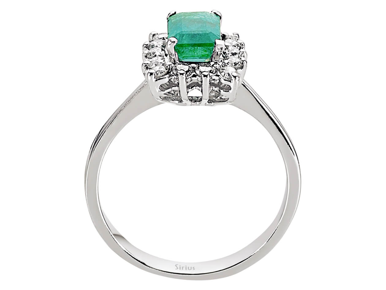 Bague en Or Blanc avec diamants de laboratoire et Émeraude octogonale – 14 K 3,00 g – Bijoux haut de gamme de Rosy Lab Diamonds