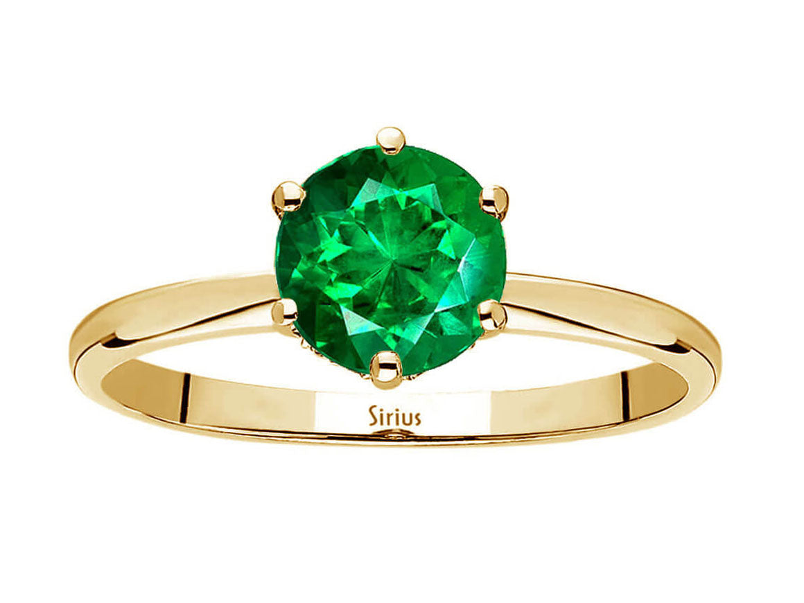 Elegant ring with lab-grown diamonds and Emerald | 14K Yellow Gold - high-quality Jewelry from Rosy Lab Diamonds