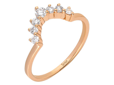 Bague demi-lune avec 7 diamants en or rose 14 carats