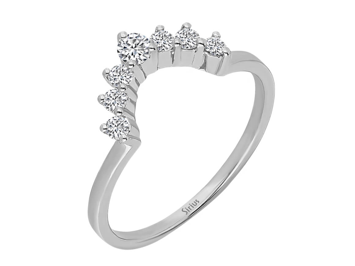 Halbmond-Ring mit 7 Diamanten in 14K Weißgold - 0,18 ct - hochwertiger Schmuck von Rosy Lab Diamonds