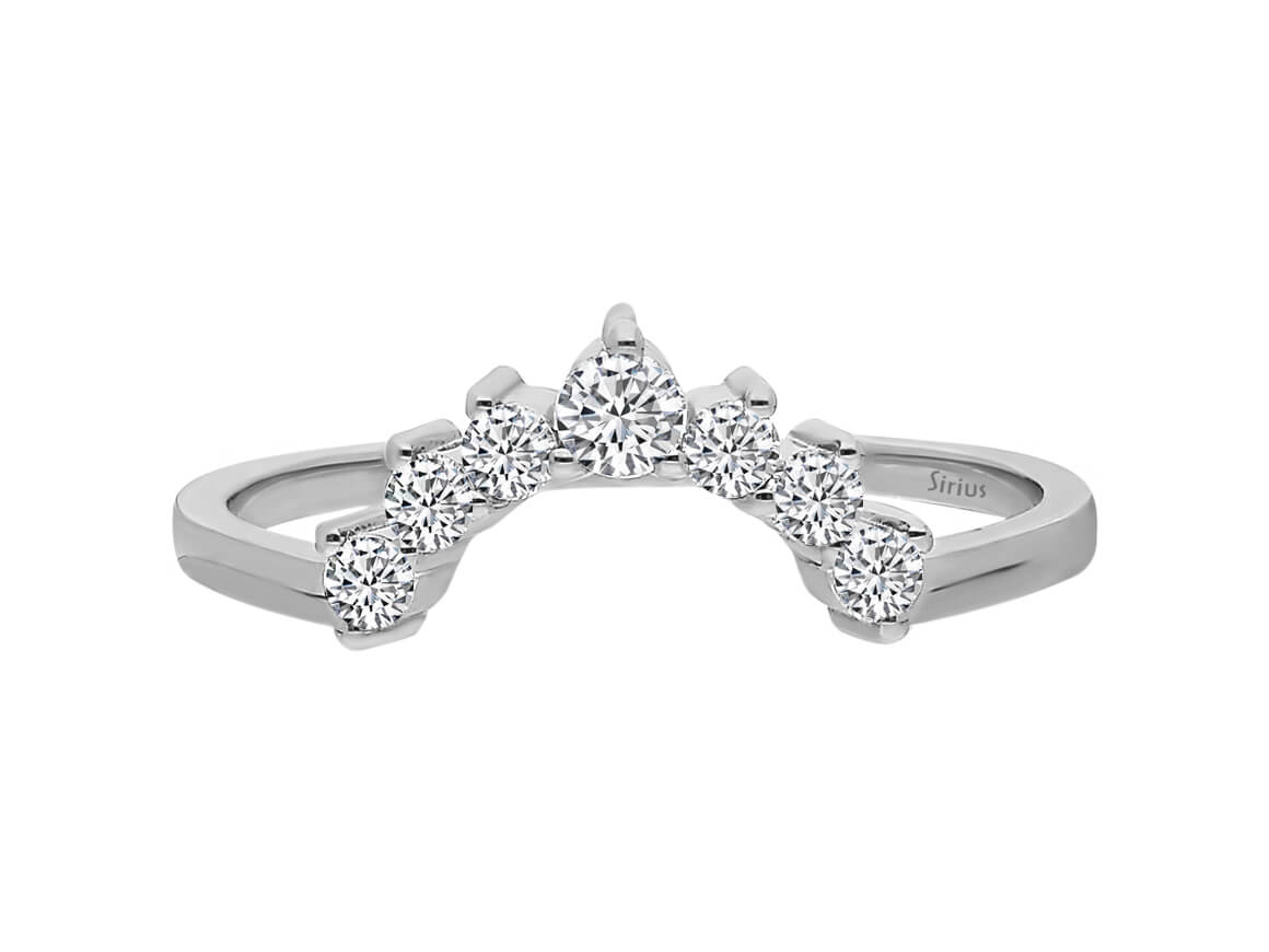 Halbmond-Ring mit 7 Diamanten in 14K Weißgold - 0,18 ct - hochwertiger Schmuck von Rosy Lab Diamonds