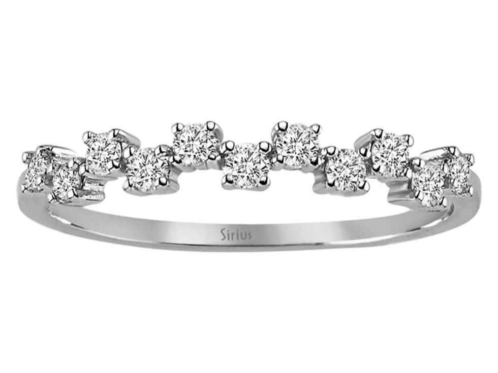 Halbmemory-Ring mit 11 Labor-Diamanten - 14K Weißgold - hochwertiger Schmuck von Rosy Lab Diamonds