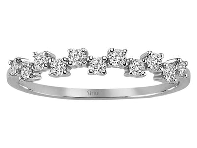 Eleganter Halbmemory-Ring mit 11 laborgezüchteten Diamanten – 14K Weißgold