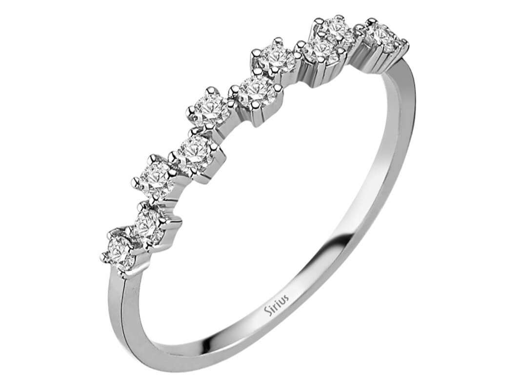 Eleganter Halbmemory-Ring mit 11 laborgezüchteten Diamanten – 14K Weißgold