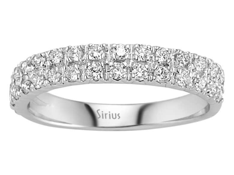 Demi-alliance en Or Blanc 14 carats avec 30 diamants - 05R0008 - Bijoux haut de gamme de Rosy Lab Diamonds