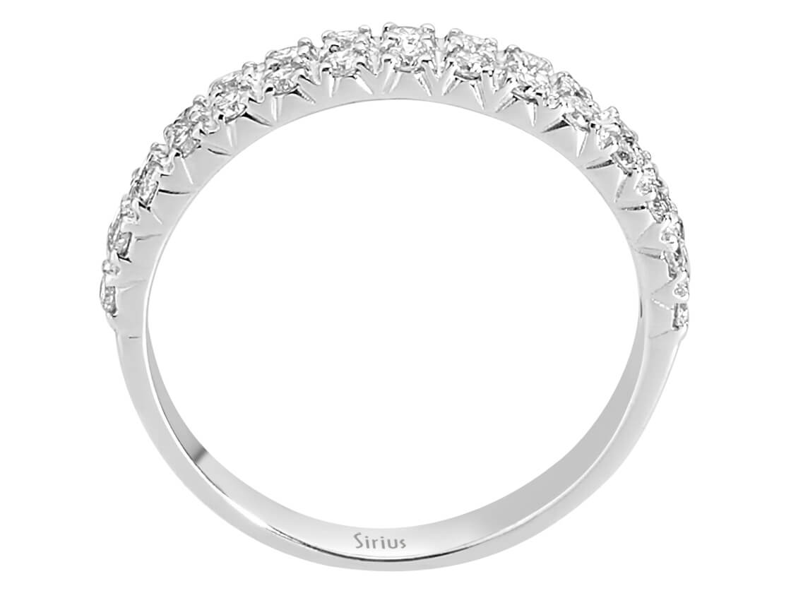Demi-alliance en Or Blanc 14 carats avec 30 diamants - 05R0008 - Bijoux haut de gamme de Rosy Lab Diamonds