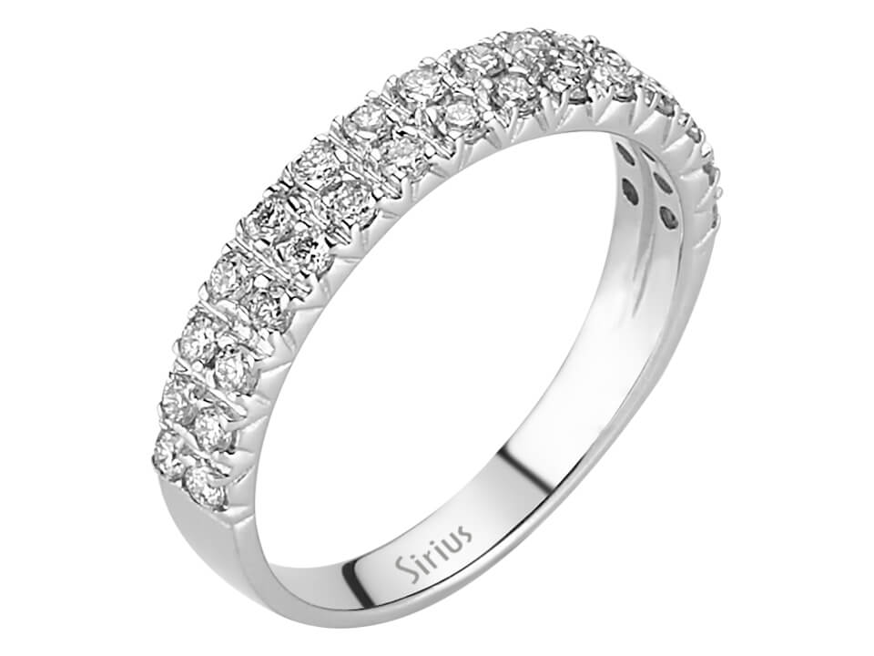 Demi-alliance en Or Blanc 14 carats avec 30 diamants - 05R0008 - Bijoux haut de gamme de Rosy Lab Diamonds