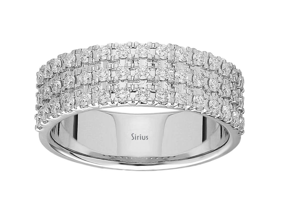 Bague demi-alliance en Or Blanc 14 K ornée de diamants - 05R0013 - Bijoux haut de gamme de Rosy Lab Diamonds