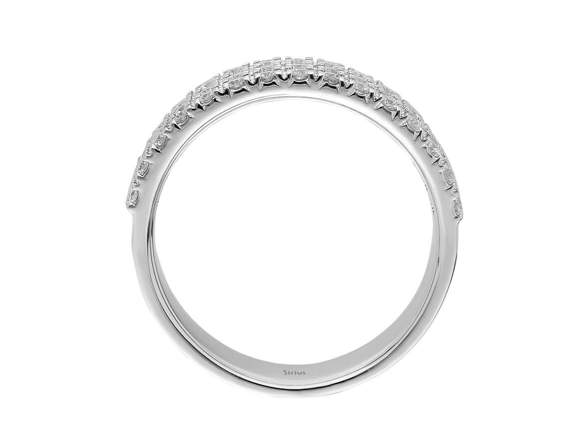 Bague demi-alliance en Or Blanc 14 K ornée de diamants - 05R0013 - Bijoux haut de gamme de Rosy Lab Diamonds