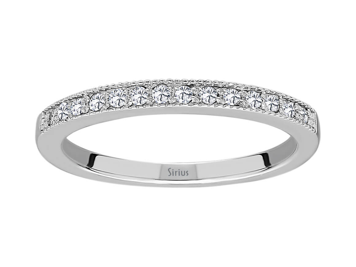Délicat anneau de demi-cercle en Or Blanc serti de diamants, avec des diamants cultivés en laboratoire – 14 carats, 0,16 carat – Bijoux haut de gamme de Rosy Lab Diamonds