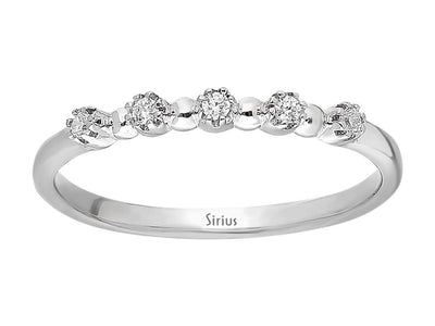 Elegant half-circle ring with 5 round diamonds made of 14 karat white gold