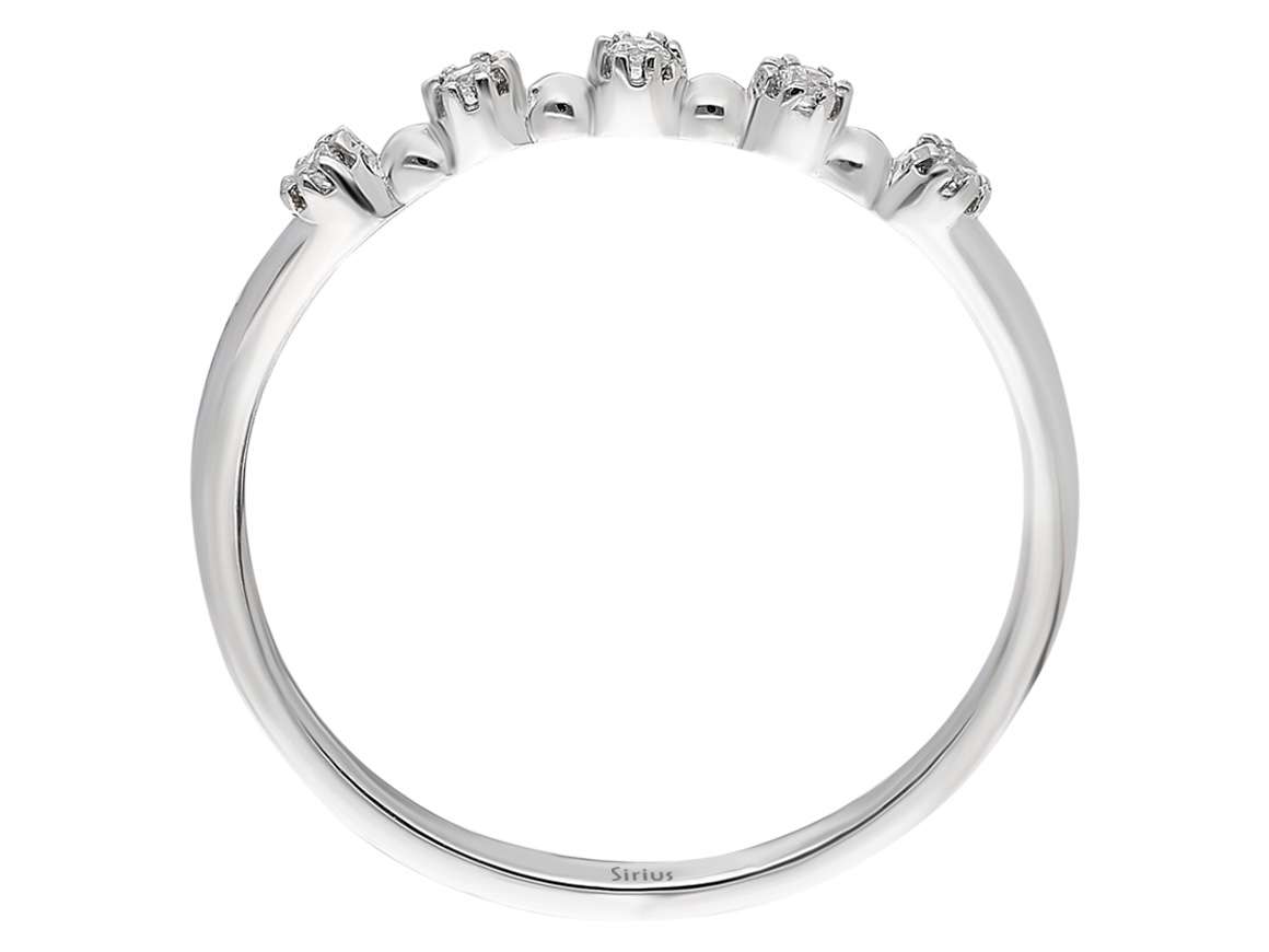 Elegant half-circle ring with 5 round diamonds made of 14 karat white gold