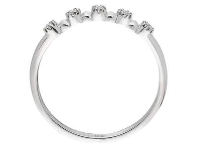 Elegant half-circle ring with 5 round diamonds made of 14 karat white gold