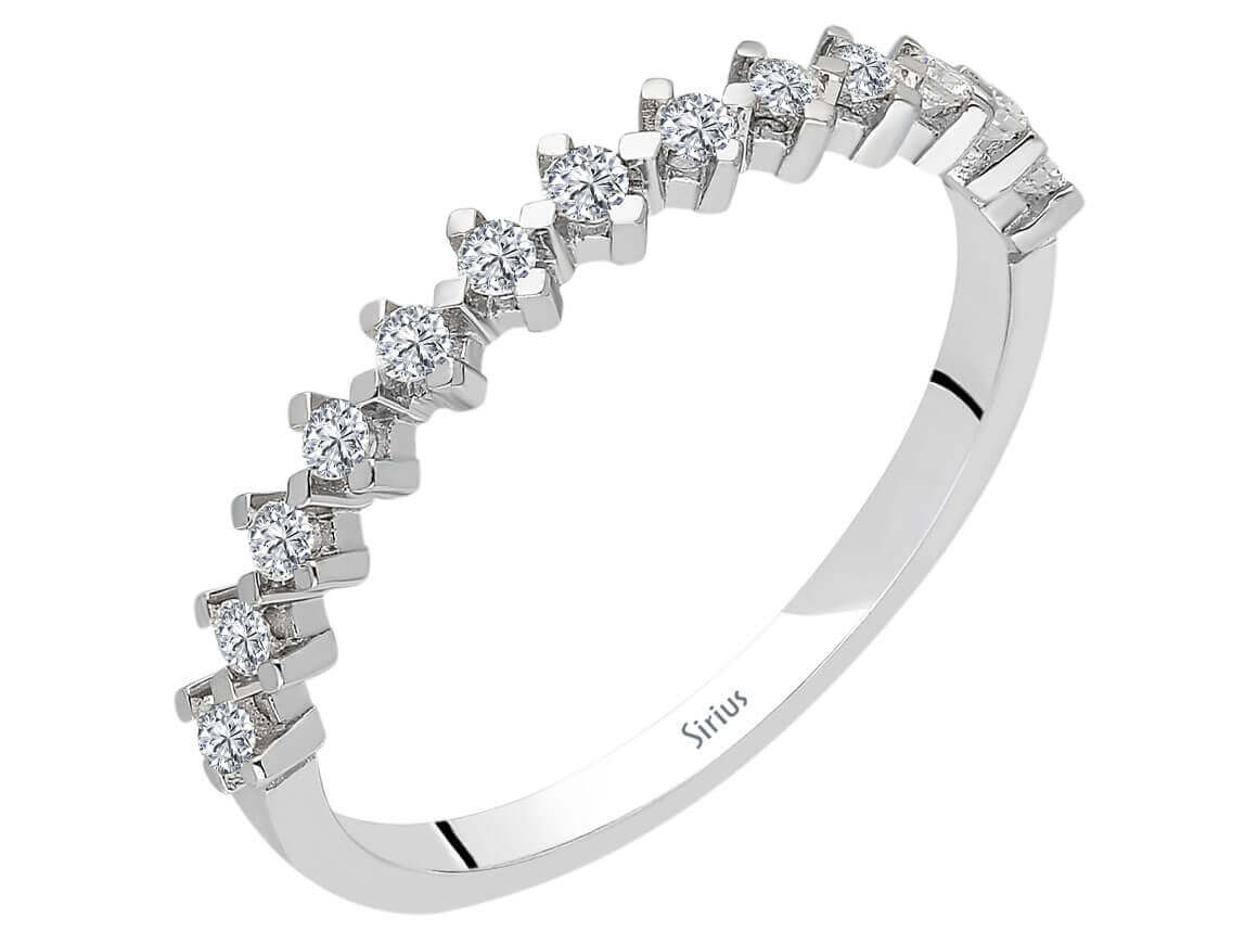 14 ayar Beyaz Altın’dan Yuvarlak Kesim ışıltılı yarım karat pırlanta yüzük - Rosy Lab Diamonds’tan kaliteli Mücevher