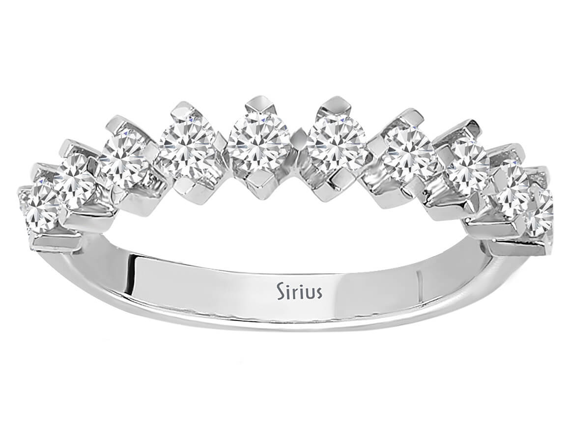 Sparkling lab diamond half-circle ring with 10 stones in 14 karat white gold