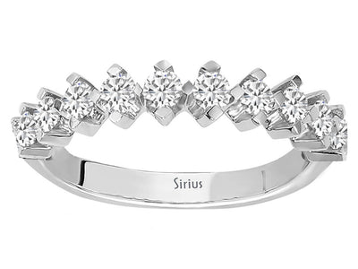 Sparkling lab diamond half-circle ring with 10 stones in 14 karat white gold