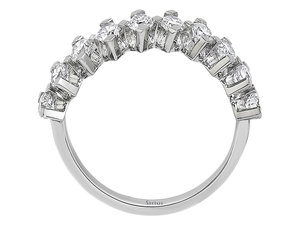 Sparkling lab diamond half-circle ring with 10 stones in 14 karat white gold